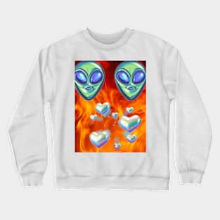 aliens and hearts and fire Crewneck Sweatshirt